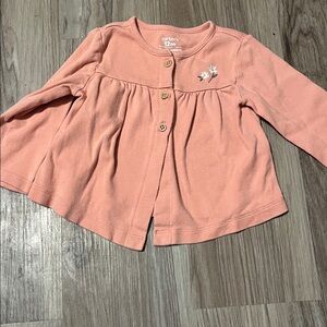 Carter’s Pastel Orange With White Daisy Long Sleeve Sweater/Cardigan; 12 Months